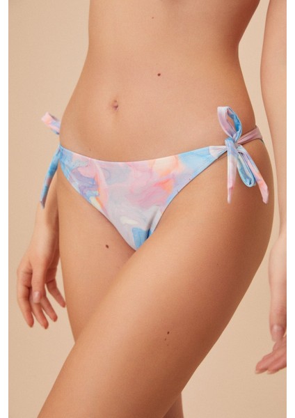 Kalın Bağcıklı Desenli Bikini Alt