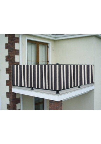 Balkon Demiri Perdesi Kuş Gözü Gri Beyaz 500X80