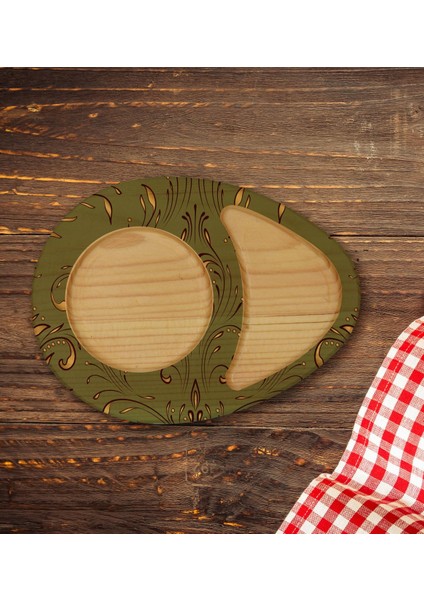 Kişiye Özel Retro Motif Tasarımlı Doğal Ahşap Tabaklı Türk Kahvesi Fincanı Sunum Seti Model 4