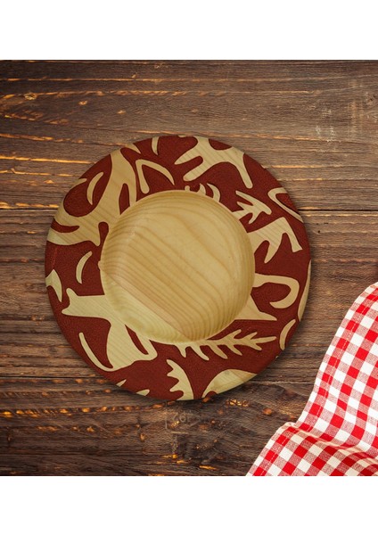 Kişiye Özel Retro Motif Tasarımlı Doğal Ahşap Tabaklı Heybeli Çay Bardağı Model 2