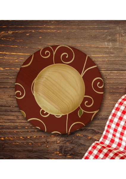 Kişiye Özel Retro Motif Tasarımlı Doğal Ahşap Tabaklı Heybeli Çay Bardağı Model 1
