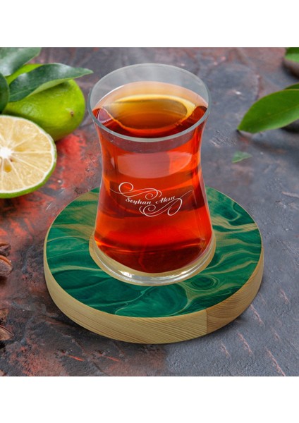 Kişiye Özel Mermer Tasarımlı Doğal Ahşap Tabaklı Heybeli Çay Bardağı Model 12 fiyatları