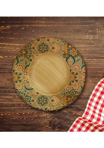 Kişiye Özel Retro Motif Tasarımlı Doğal Ahşap Tabaklı Heybeli Çay Bardağı Model 11