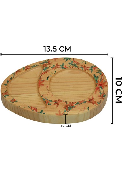 Kişiye Özel Retro Motif Tasarımlı Doğal Ahşap Tabaklı Heybeli Çay Bardağı Sunum Seti Model 14