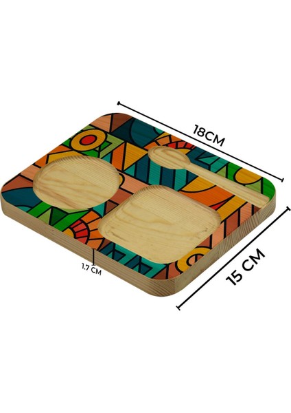 Kişiye Özel Doğal Ahşap Kaşıklı Sunum Tabağı ve Heybeli Çay Bardağı Hediye Seti - Model 10 indirimleri
