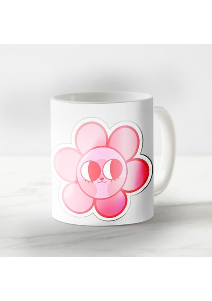 Segiliye Özel Baskı Kupa Bardak Pembe Papatya Desenli