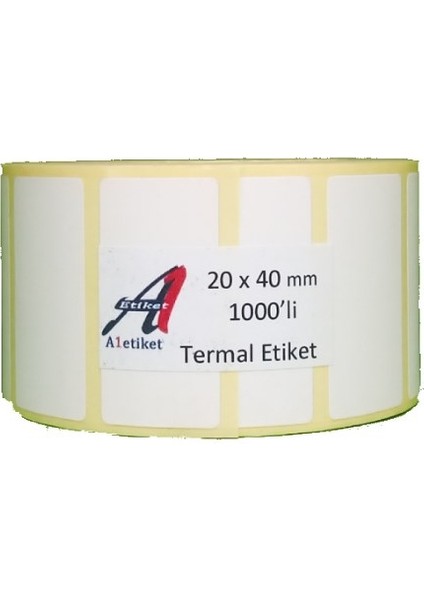 Etiket 20 x 40 mm Termal Barkod Etiketi 1000′LI (Tekli)