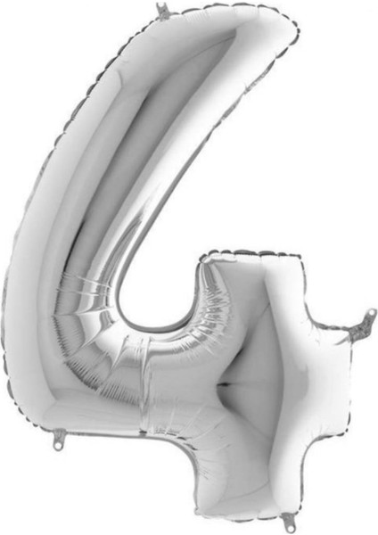 4 Rakam Gümüş Renk Folyo Balon 76 cm