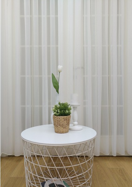 Kullanıma Hazır 1/2,5 Normal Pile Tül Perde Tek Kanat - Ekru 110 x 200 cm