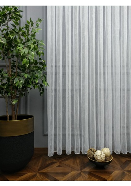 Kullanıma Hazır Ekstraforlu Pilesiz Tül Perde Tek Kanat - Ekru 100 x 240 cm