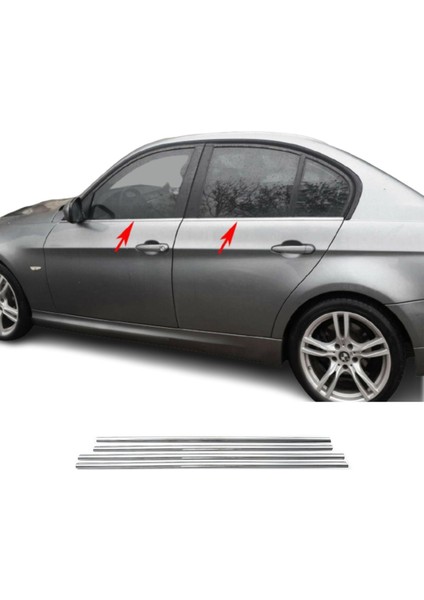 Bmw E90 3 Serisi Krom Cam Çıtası (4parça) 2005-2011 Arası 4prç P.çelik