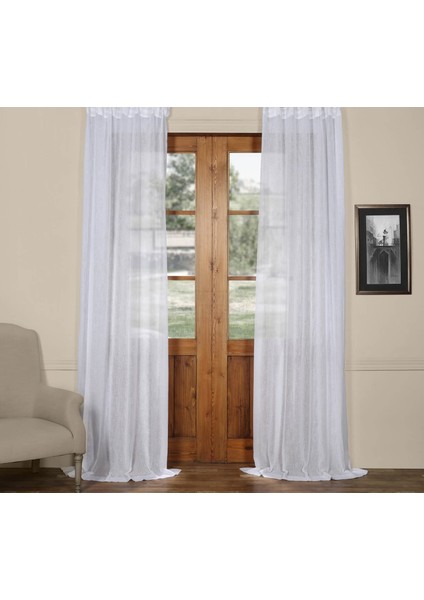 Kullanıma Hazır 1/2,5 Normal Pile Tül Perde Tek Kanat - Ekru 100 x 200 cm