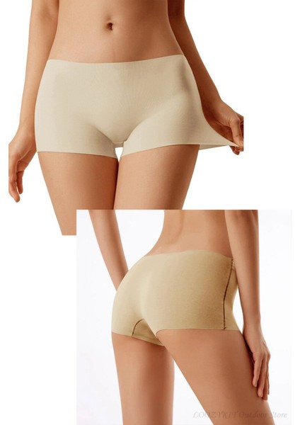 Kadın Dikişsiz Görünmez Iz Yapmaz Mini Şort Boxer Ten