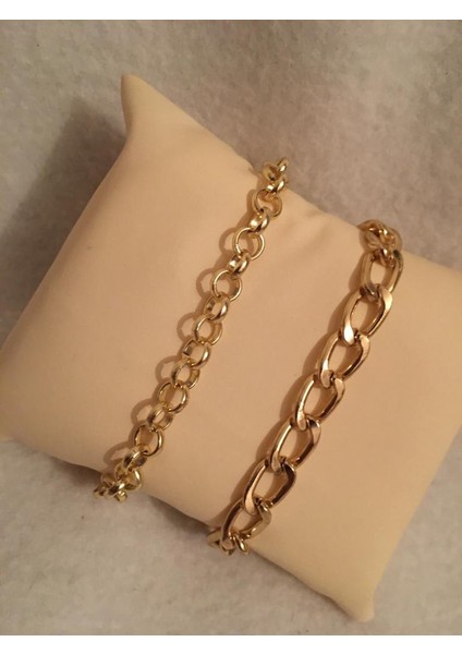 Kadın Lak Kaplama Ikili Bileklik Seti Gold