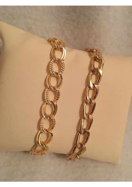 Kadın Lak Kaplama Ikili Bileklik Seti Gold