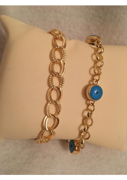 Kadın Lak Kaplama Ikili Bileklik Seti Gold