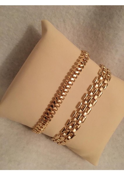 Kadın Lak Kaplama Ikili Bileklik Seti Gold