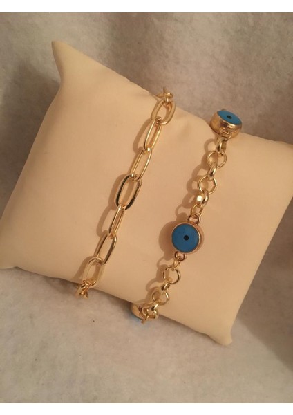 Kadın Lak Kaplama Ikili Bileklik Seti Gold