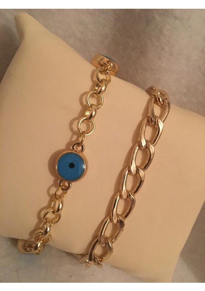 Kadın Lak Kaplama Ikili Bileklik Seti Gold