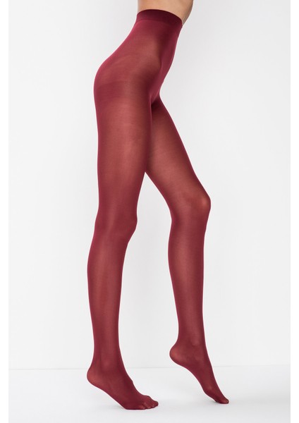 Bordo Mikro 40 Külotlu Çorap