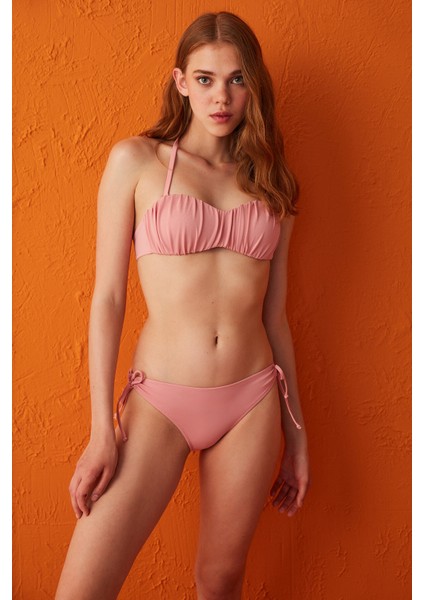 Mistik Gül Basic Shirred Bikini Üstü