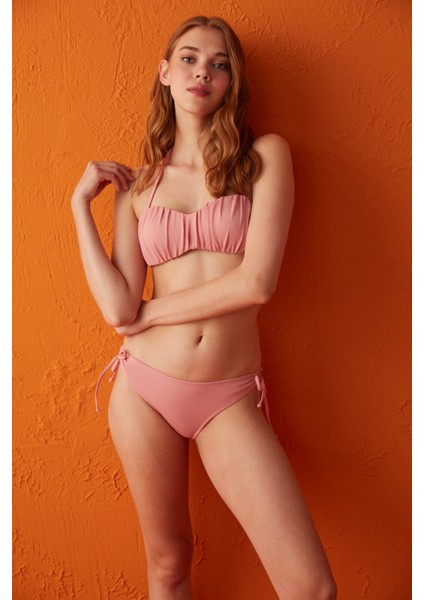 Mistik Gül Basic Shirred Bikini Üstü