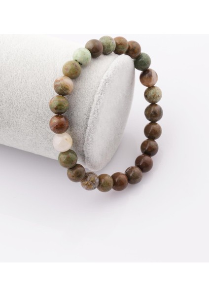 Green Opal Doğal Taş Bileklik 8 mm Küre Kesim