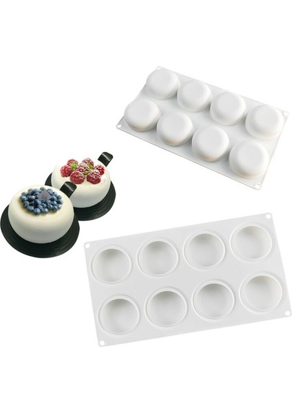 8 Delik Yuvarlak Silikon Pasta Puding Kek Kalıpları (Yurt Dışından)