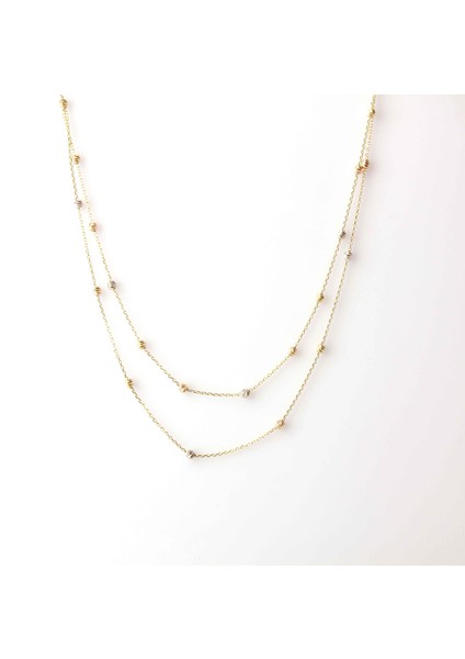 Dorica Çift Sıra Zincir Altın Kolye