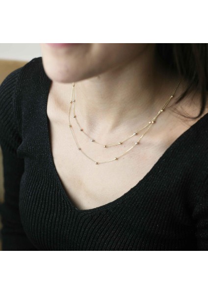 Dorica Çift Sıra Zincir Altın Kolye fiyatları