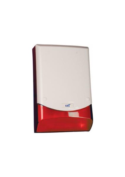 Kdt PS-128P1/R Piezzo Flaşörlü Harici Siren (Pil Dahil, Flaşör Rengi: Kırmızı)