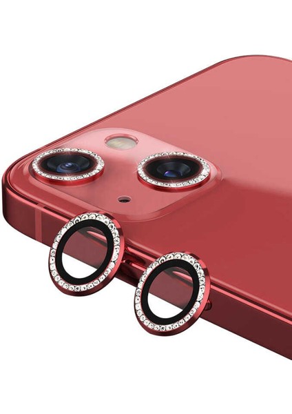 Apple iPhone 13/13 Mini Diamond Kamera Koruyucu Kırmızı