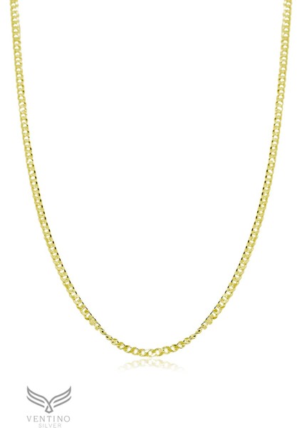 Gurmet 925 Ayar Gümüş Altın Kaplama Zincir Kolye VEK-3114