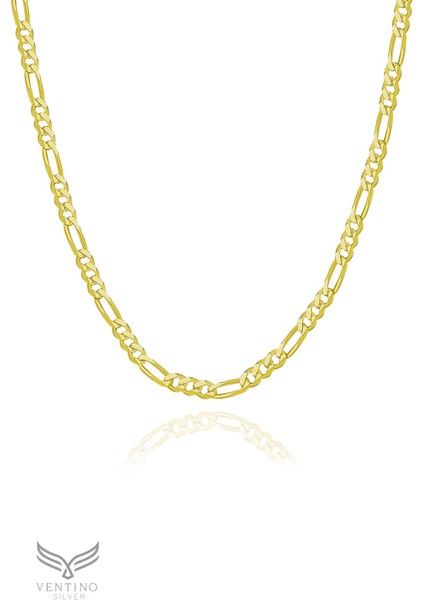 Figaro 925 Ayar Gümüş Rose Kaplama Zincir Kolye VEK-3119