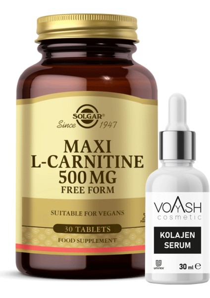 Maxi L Carnitine 500mg 30 Tablet + Voyash Serum 30 Ml Maksi Karnitin