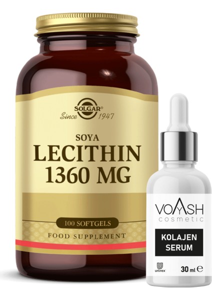 Lecithin 1360 Mg 100 Kapsül +(Hedıye Serum 30 ml Lesitin)