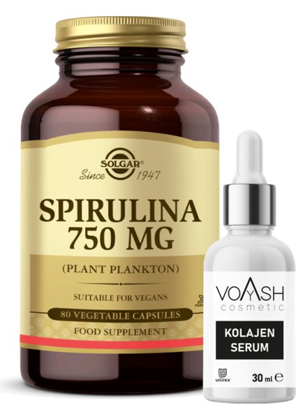 Spirulina 750 Mg 80 Tablet (Hedıye Voyash Serum 30 ml Siprulina)