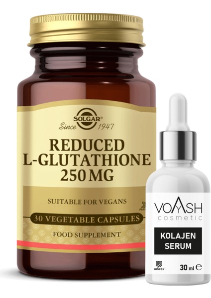 Reduced L-Glutathione 250 Mg 30 Kapsül + Voyash Serum 30 Ml Reduket Glutatyon