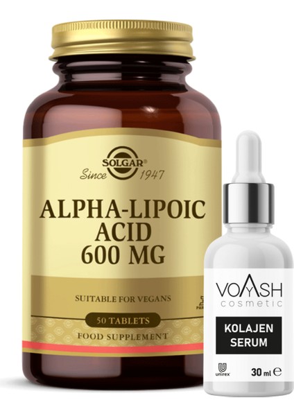 Alpha Lipoic Acid 600 Mg 50 Kapsül + Voyash Serum 30 Ml Alfa Lipoik Asid