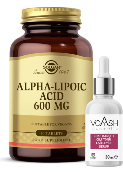 Alpha Lipoic Acid 600 Mg 50 Kapsül + Voyash Alpha Arbutin 2 Serum 30 Ml Alfa Lipoik Asid