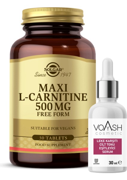 Maxi L Carnitine 500mg 30 Tablet + Voyash Alpha Arbutin 2 Serum 30 Ml Maksi Karnitin