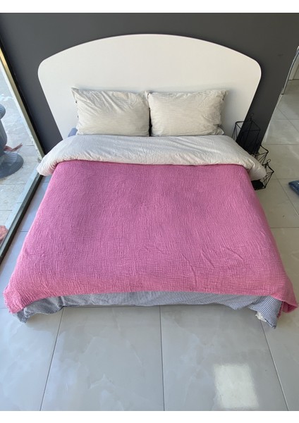Pembe Battal Boy Pamuk 4 Katlı Müslin Yatak Örtüsü