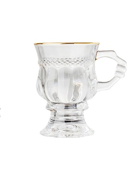 Klasik Amber Kabartmalı Cam Mini Goblet Restoran Latte Kahve Fincanı ile Öğleden Sonra Çay Kupası Homestay (Yurt Dışından)