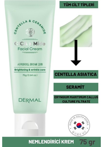 Cıca x Mide Facial Cream Centella Asiatica ve Seramid Özlü Aydınlatıcı ve Bakımı Yüz Kremi 75 ml