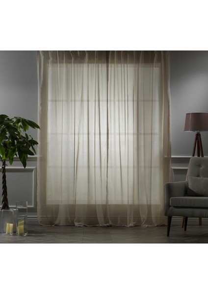 Kullanıma Hazır 1/2,5 Normal Pile Tül Perde Tek Kanat - Ekru 340 x 260 cm fiyatları