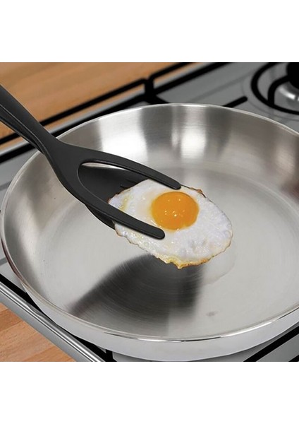 2 In 1 Yapışmaz Gıda Klip Çok Fonksiyonlu Yumurta Spatula Maşa (Yurt Dışından)