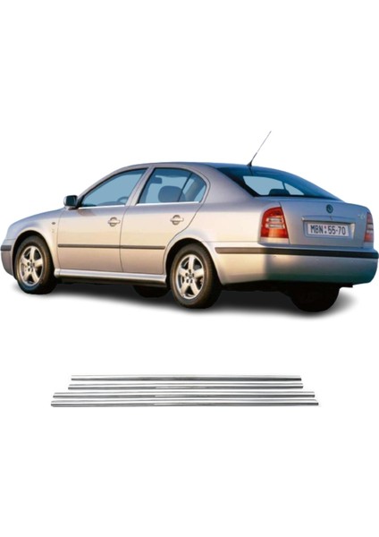 Skoda Octavia A4 Krom Cam Çıtası (4parça) 1999-2004 Arası P.çelik