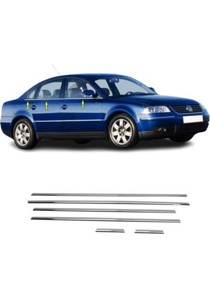 Vw Passat 3b Krom Cam Çıtası (6parça) 1996-2005 Arası P.çelik