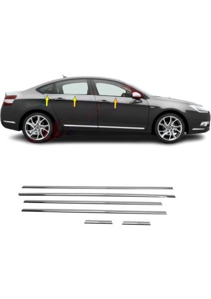 Citroen C5 Krom Cam Çıtası (6parça) 2008 ve Üzeri P.çelik
