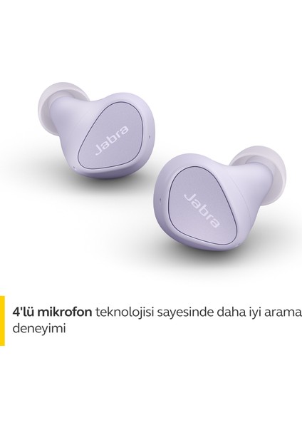 Elite 3 Kulak İçi Bluetooth Kulaklık - Kişiselleştirilebilir Ses ve Mono Modu ile 4 Mikrofonlu ve Gürültü Önleyici Özellikli Gerçek Kablosuz Kulaklık - Lila